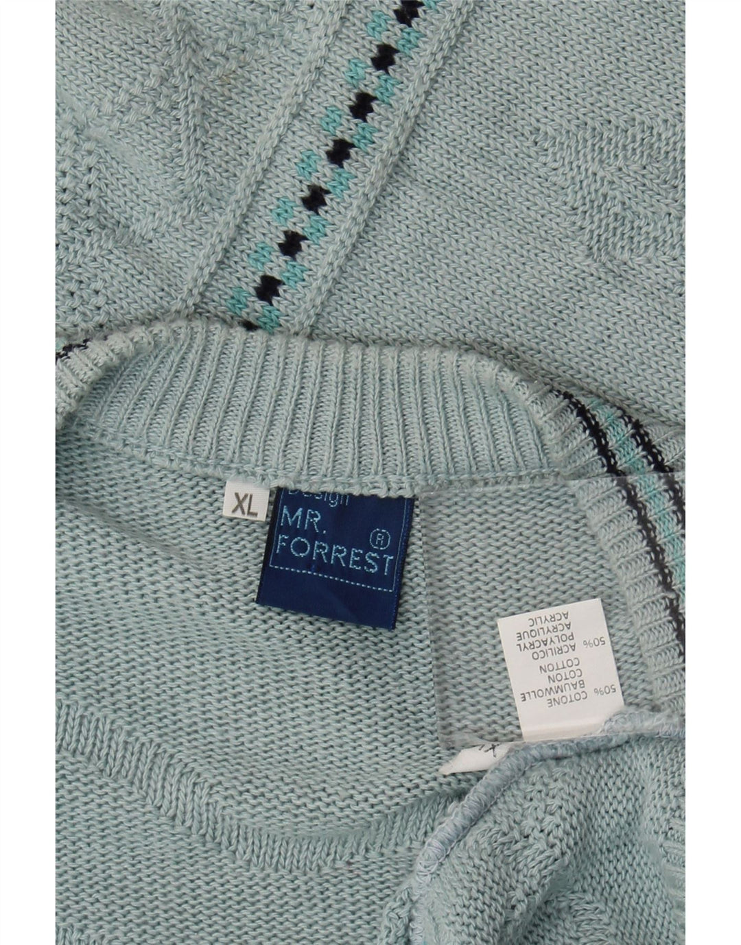 Pulover cardigan pentru bărbați Mr. Forrest XL, bumbac geometric, albastru