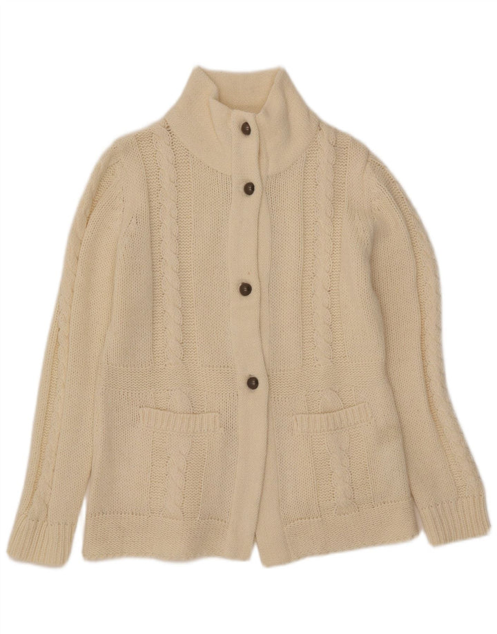 Pulover Cardigan Vintage pentru Damă IT 42 Medium Acrilic alb catifelat