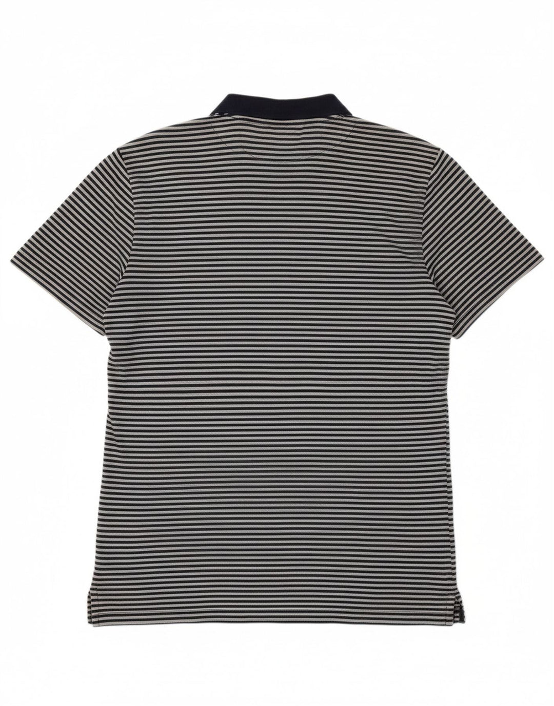 ALL SAINTS Mens Polo Shirt Small Navy Blue Striped Cotton