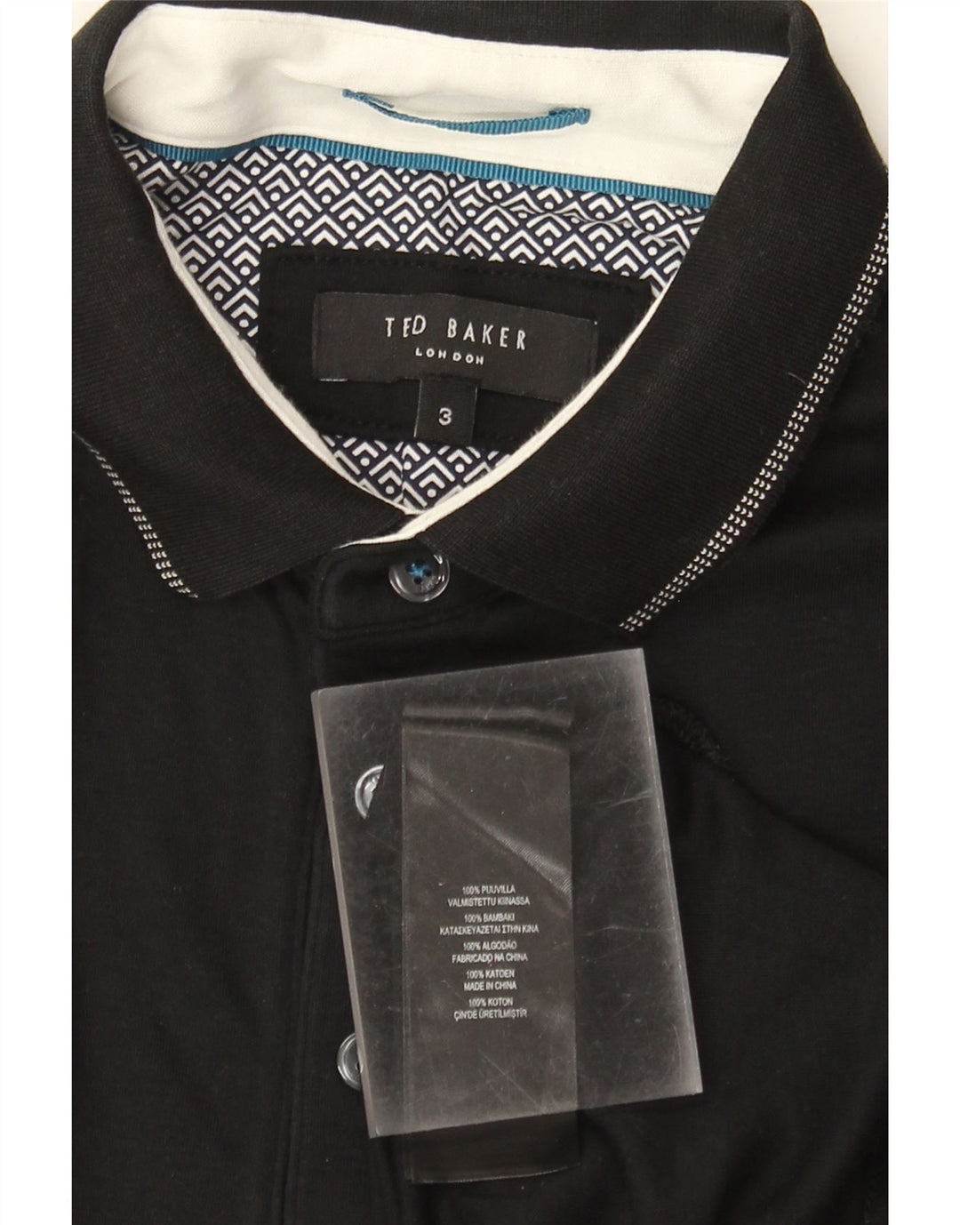 Tricou polo pentru bărbați Ted Baker, mărimea 3, bumbac negru mediu