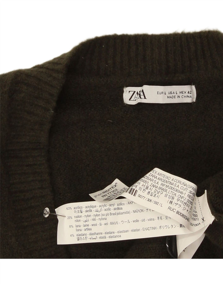 Pulover cardigan pentru bărbați Zara, mare, kaki, acrilic