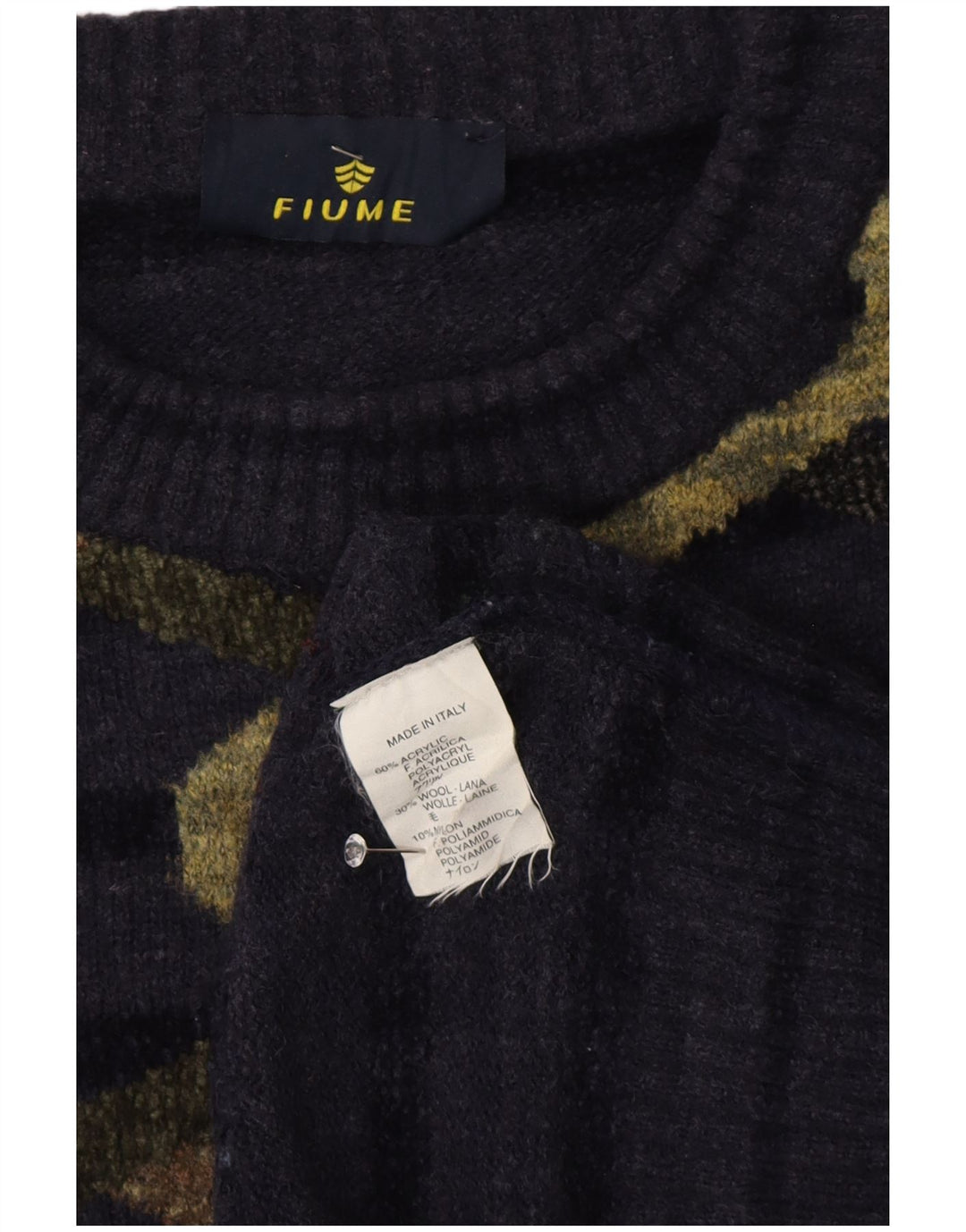 Pulover Fiume pentru bărbați, cu model abstract, cu decolteu rotund, XL, bleumarin, cu dungi
