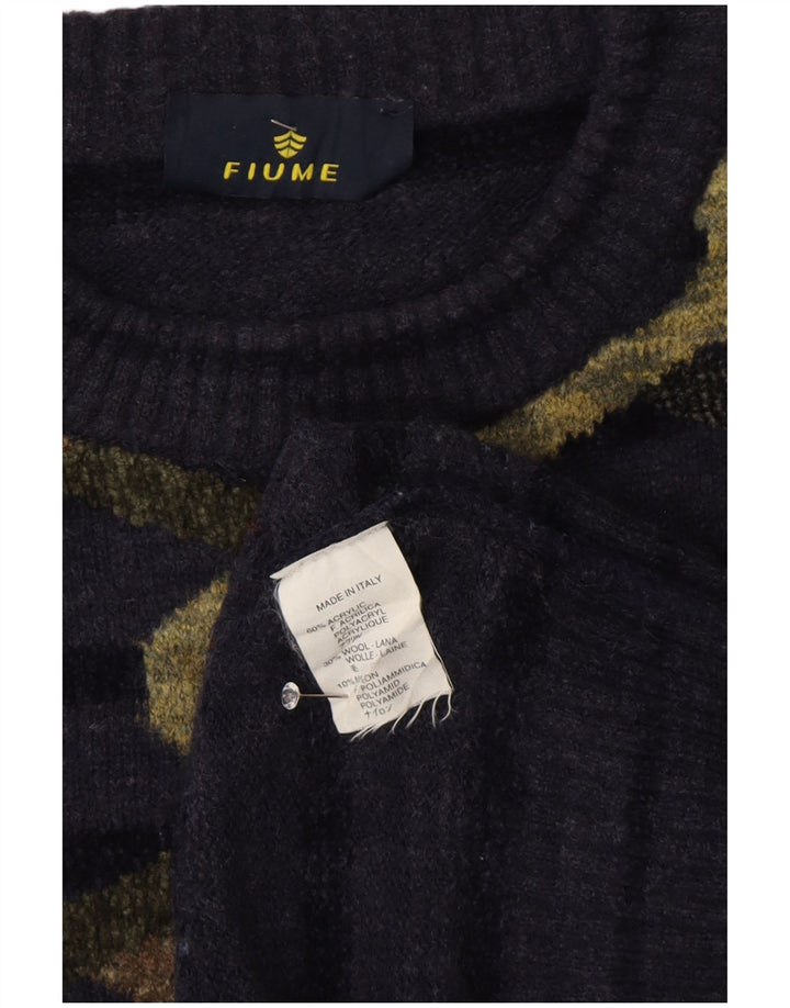Pulover Fiume pentru bărbați, cu model abstract, cu decolteu rotund, XL, bleumarin, cu dungi