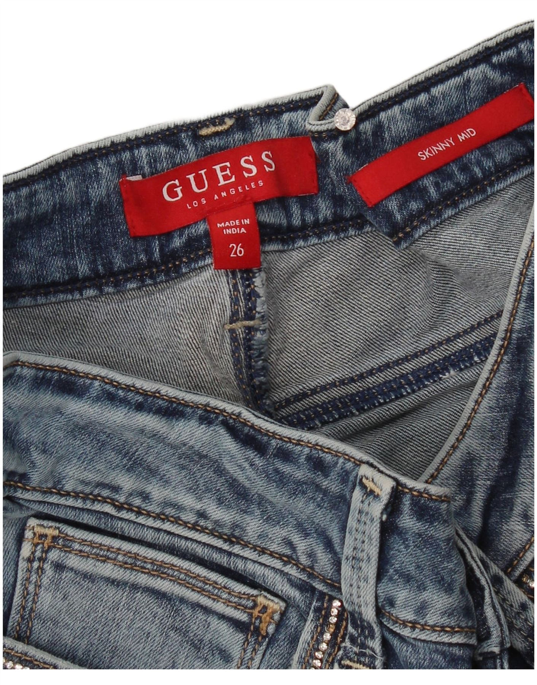 Pantaloni scurți din denim skinny pentru femei Guess W26 Small Blue