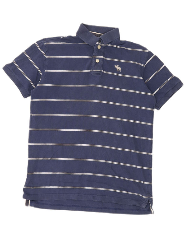 Cămașă polo Abercrombie & Fitch pentru bărbați, bumbac cu dungi XL bleumarin