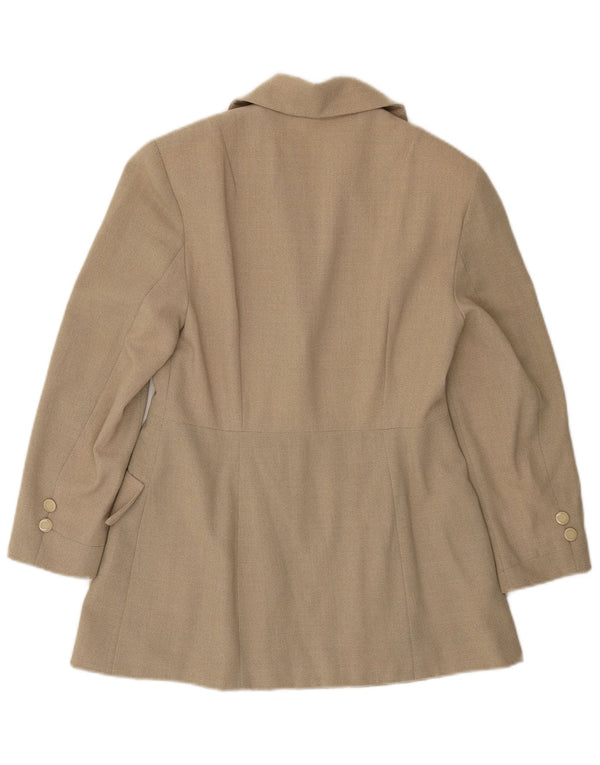 Jachetă vintage pentru femei cu 3 nasturi și mâneci 3/4, UK 12 Bej mediu