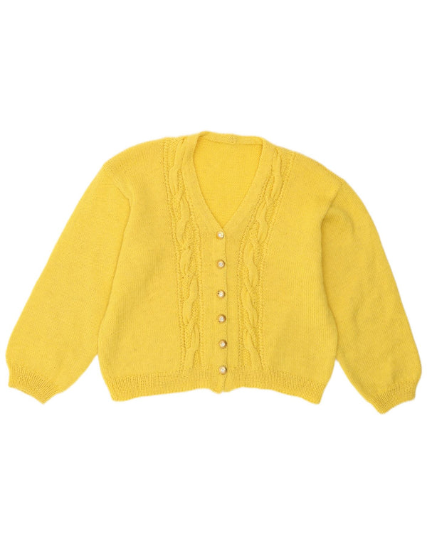 Pulover Vintage pentru femei Crop Cardigan UK 14 Medium Yellow