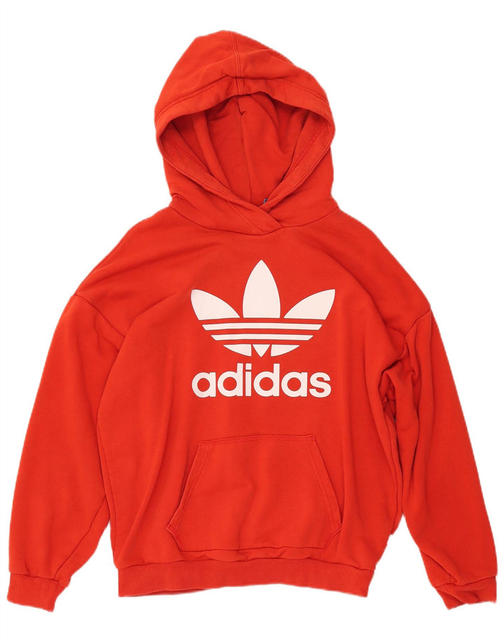 ADIDAS Pulover supradimensionat cu capota pentru femei UK 10 Bumbac portocaliu mic