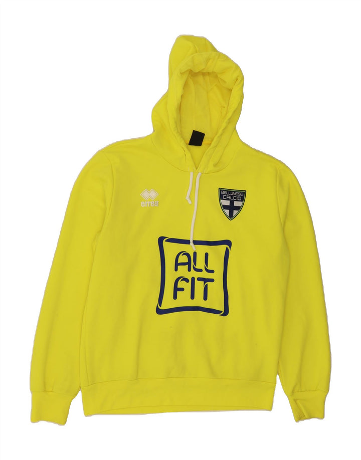 ERREA Mens Graphic Hoodie Jumper Large Yellow Cotton Vintage Errea and Second-Hand Errea from Messina Hembry 