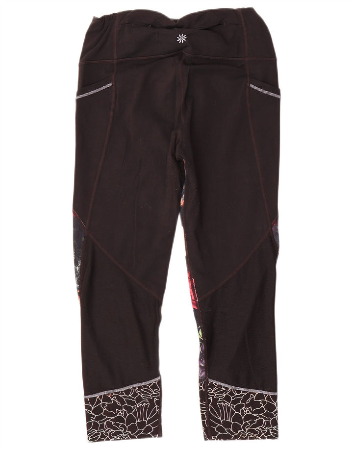 Leggings crop pentru femei Athleta UK 14 Medium Black Floral Poliester