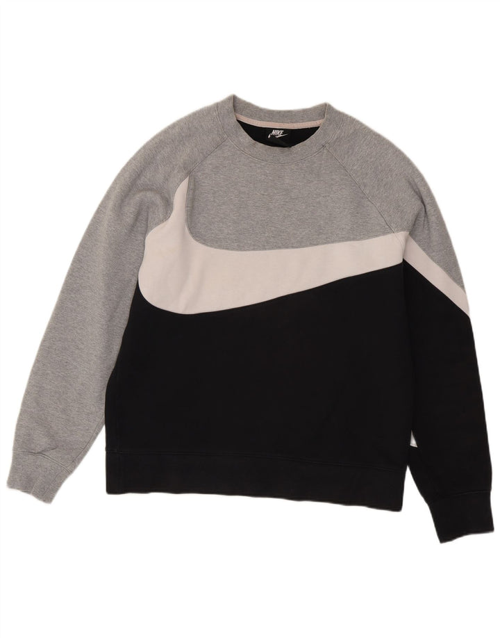 Pulover Nike pentru bărbați, bumbac color bloc negru mediu