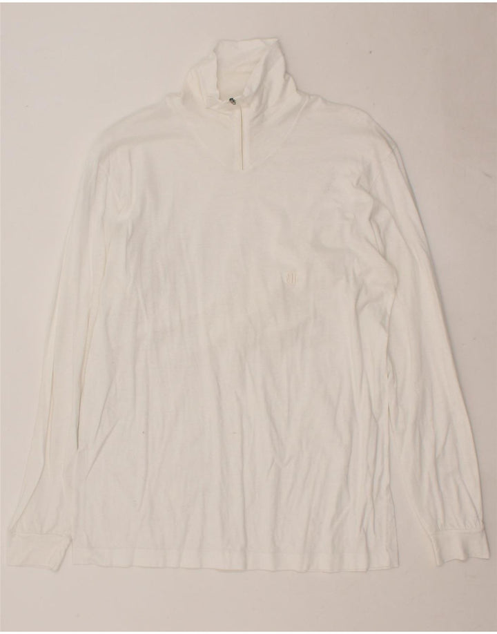 BELFE Mens Zip Neck Pullover Tracksuit Top UK 44 XL White Cotton Vintage Belfe and Second-Hand Belfe from Messina Hembry 