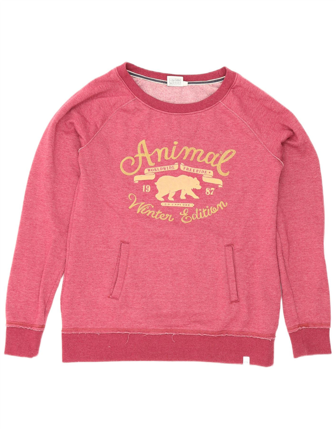 Pulover cu grafic pentru femei Animal UK 12 Poliester roz mediu