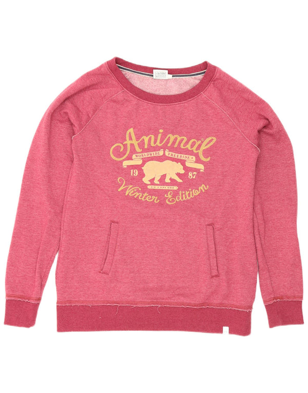 Pulover cu grafic pentru femei Animal UK 12 Poliester roz mediu