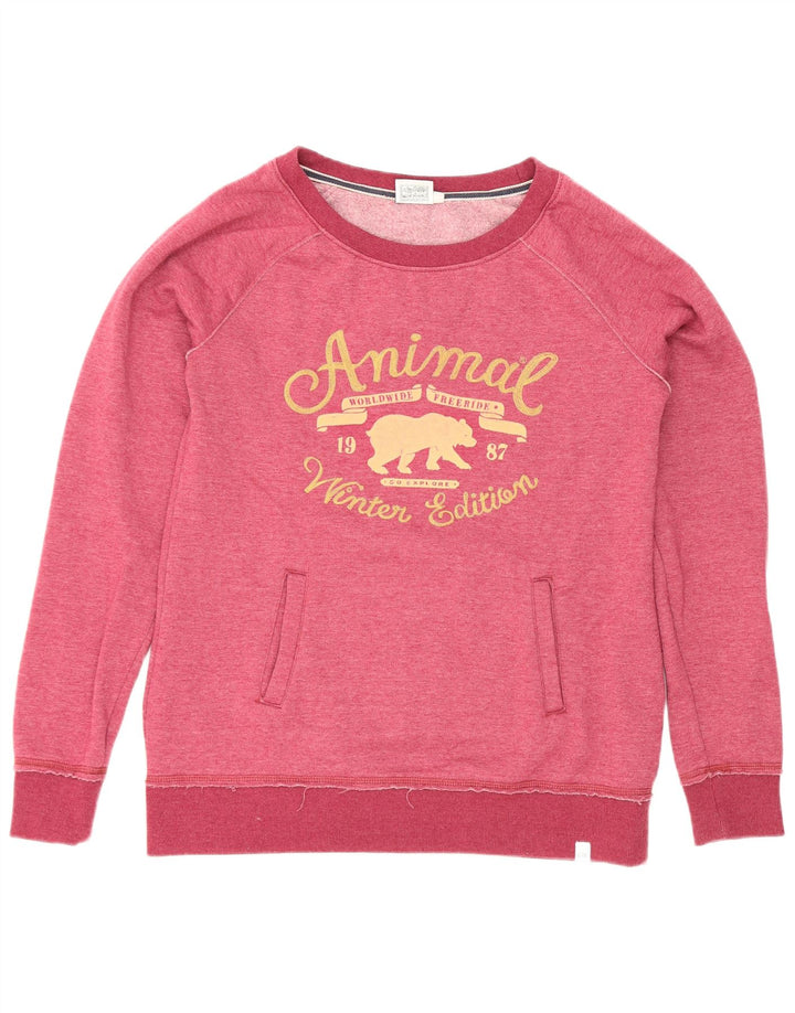 Pulover cu grafic pentru femei Animal UK 12 Poliester roz mediu