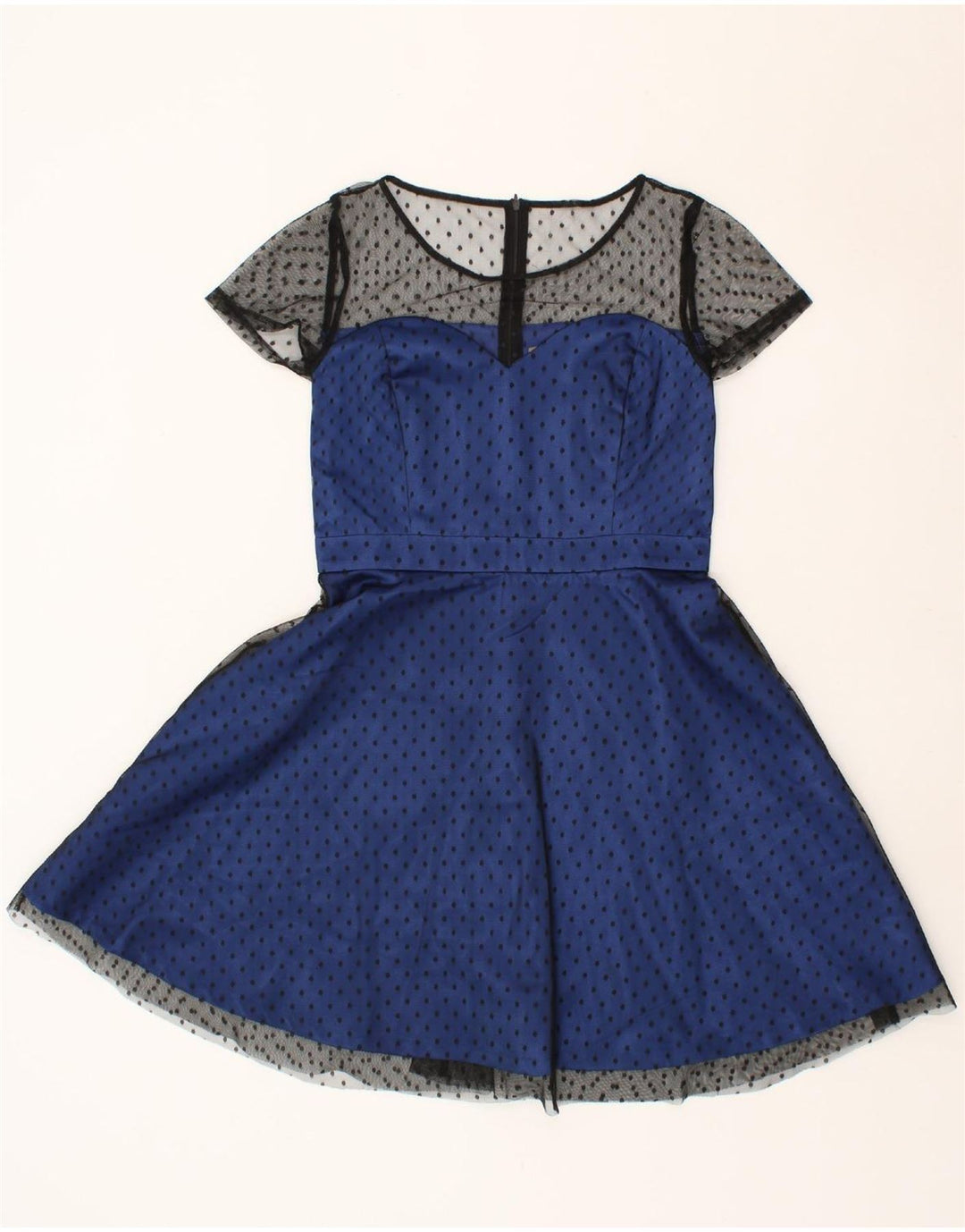 LINDY BOP Womens Swing Dress UK 12 Medium  Blue Spotted Polyester Vintage Lindy bop and Second-Hand Lindy bop from Messina Hembry 