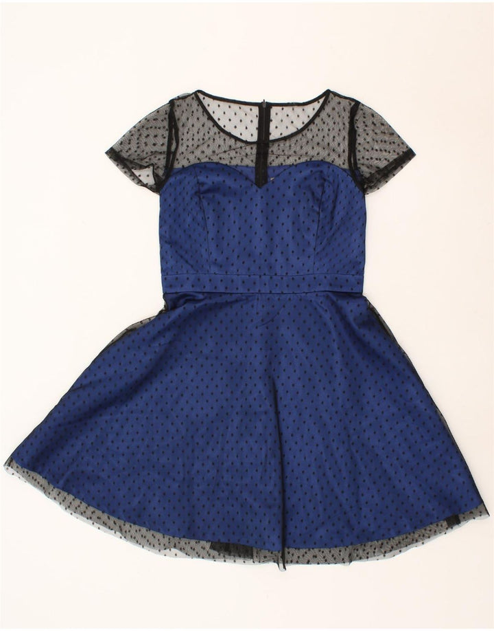 LINDY BOP Womens Swing Dress UK 12 Medium  Blue Spotted Polyester Vintage Lindy bop and Second-Hand Lindy bop from Messina Hembry 