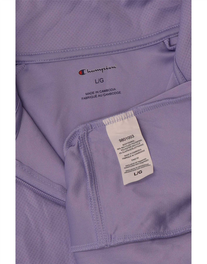 Top de trening Champion pentru femei, cu fermoar, cu gât, pulover, UK 16, mare, violet