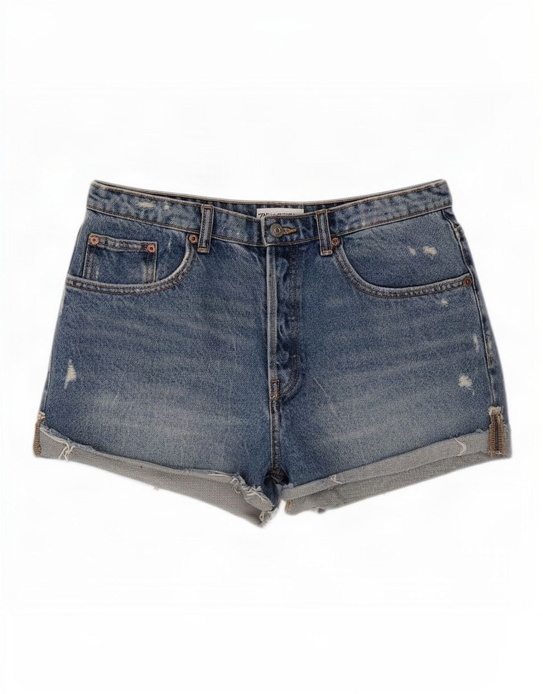 Pantaloni scurți din denim învechit pentru femei Zara EU 40 Medium W30 Albastru