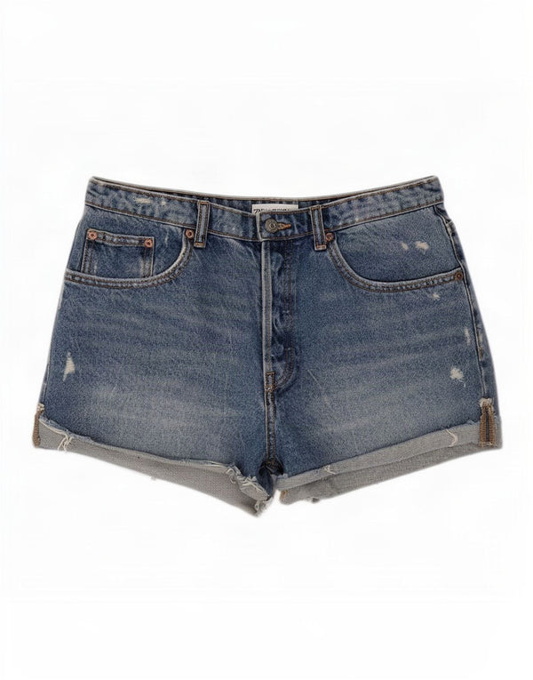 Pantaloni scurți din denim învechit pentru femei Zara EU 40 Medium W30 Albastru