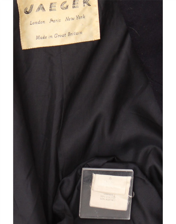 Jaeger Femei Blazer Dublu Breasted UK 6 XS Bleumarin Lână Nouă