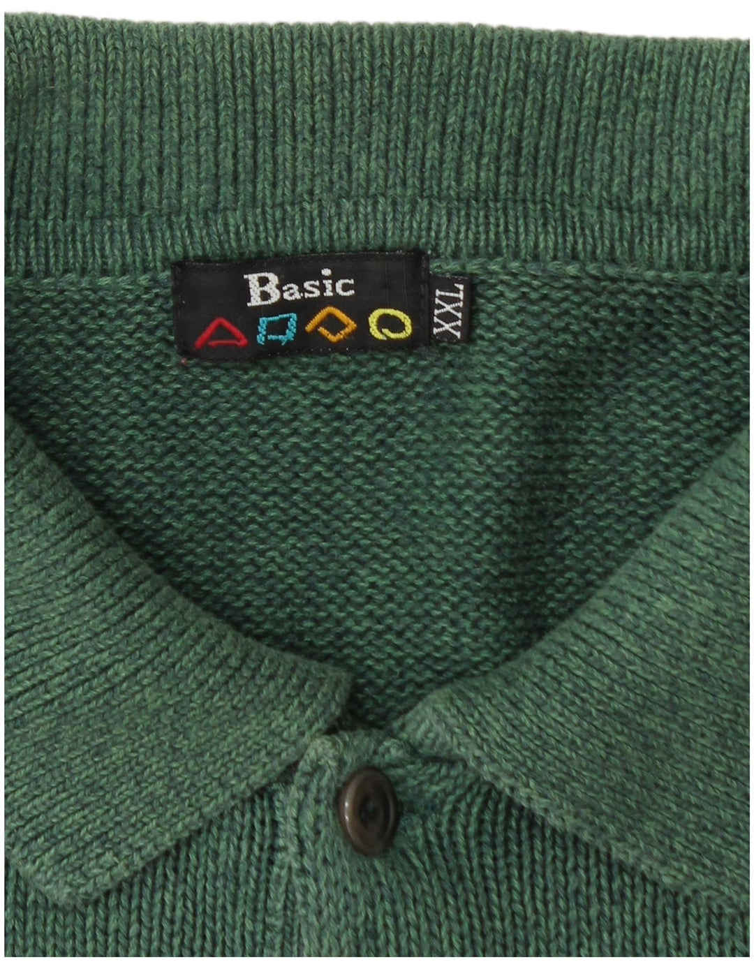 BASIC Pulover cu gât polo pentru bărbați, bumbac verde 2XL