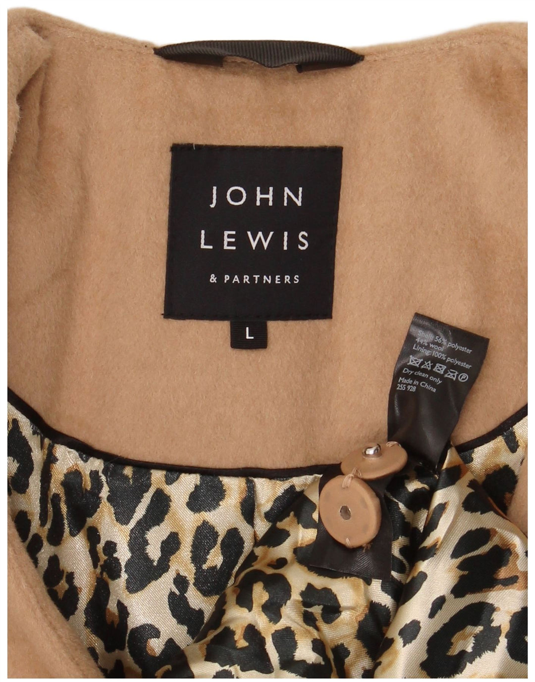 Palton pentru femei John Lewis, cu mâneci 3/4, dublu piept, UK 16, mare, bej