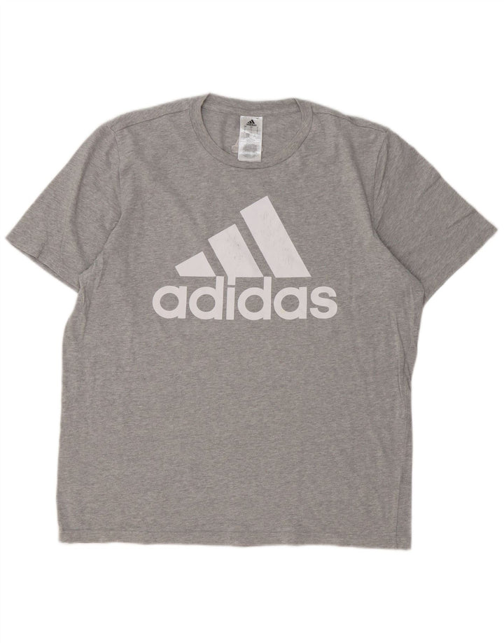 Tricou grafic pentru bărbați Adidas Top mare, gri bumbac
