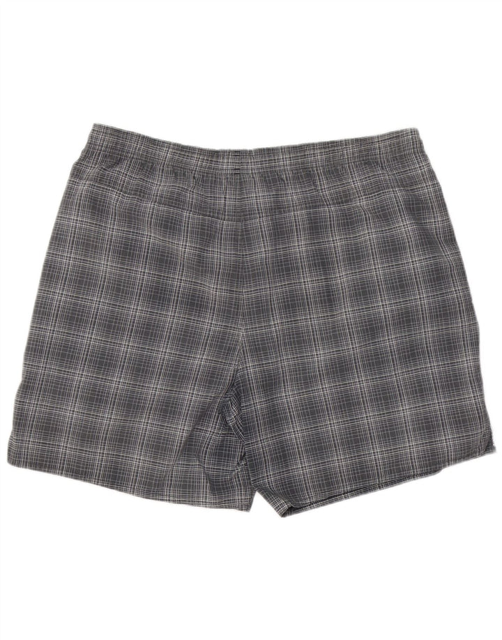 Pantaloni scurți de înot ADIDAS pentru bărbați, poliester cu carouri mari, gri