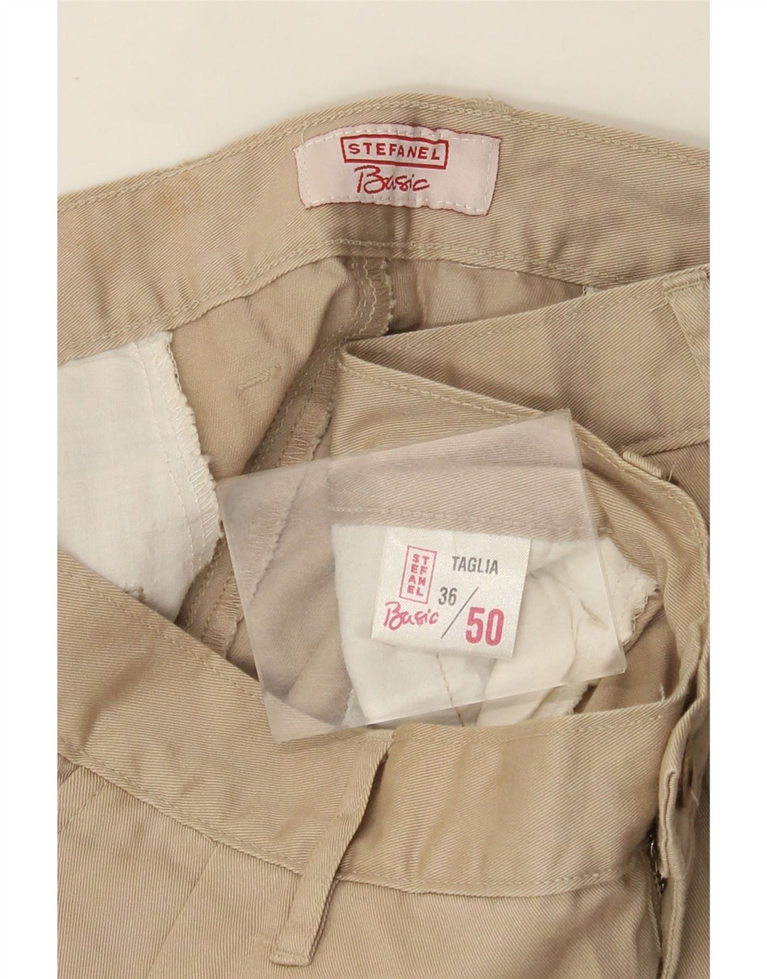 Pantaloni chino pentru bărbați Stefanel IT 50 Large W36 L33 Bej Bumbac