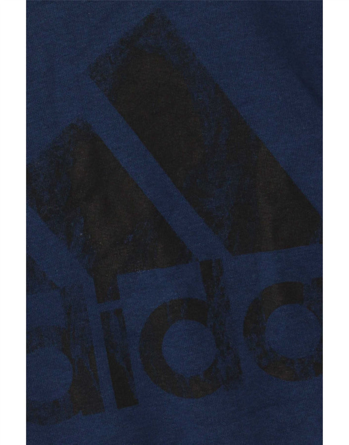 Pulover cu glugă cu grafic pentru bărbați Adidas, bumbac albastru mediu