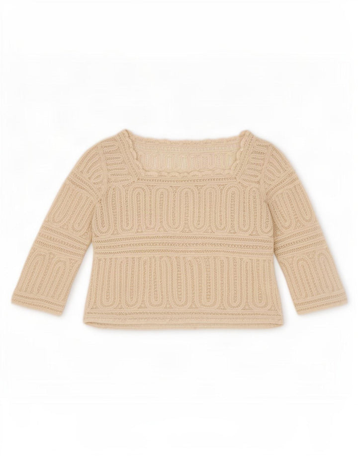 Crop Top din croșetat pentru femei vintage, din bumbac alb, mediu, 14