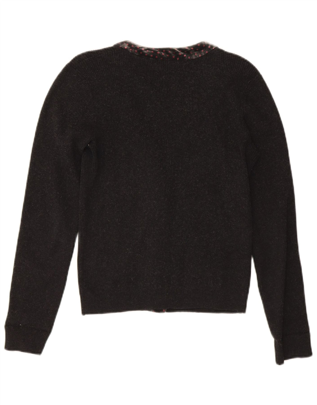 LAURA ASHLEY Womens Crop Cardigan Sweater UK 10 Small Grey Spotted Cotton