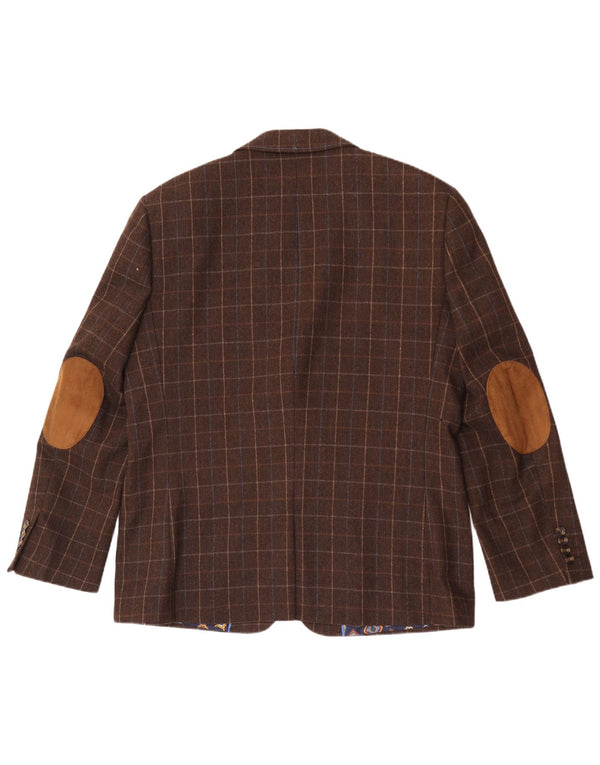 Blazer Harvey & Jones pentru bărbați, cu croială regulată, UK 46 3XL, maro, check
