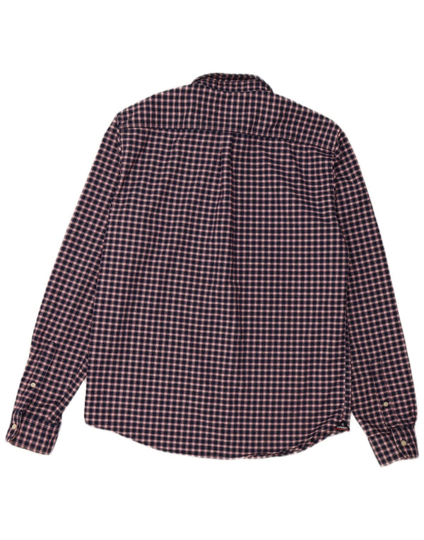 Superdry Mens Classic Fit Flannel Shirt Large Navy Blue Check Polyester