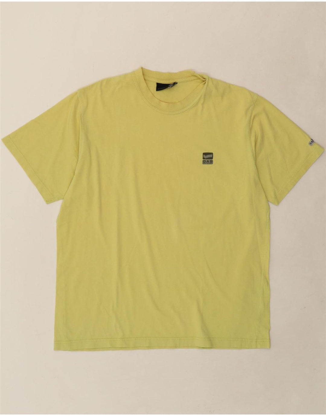 GAS Mens T-Shirt Top XL Yellow Cotton Vintage Gas and Second-Hand Gas from Messina Hembry 