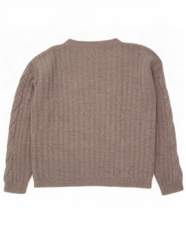 Pulover vintage pentru femei cu gâtul turnat, UK 14, gri mediu