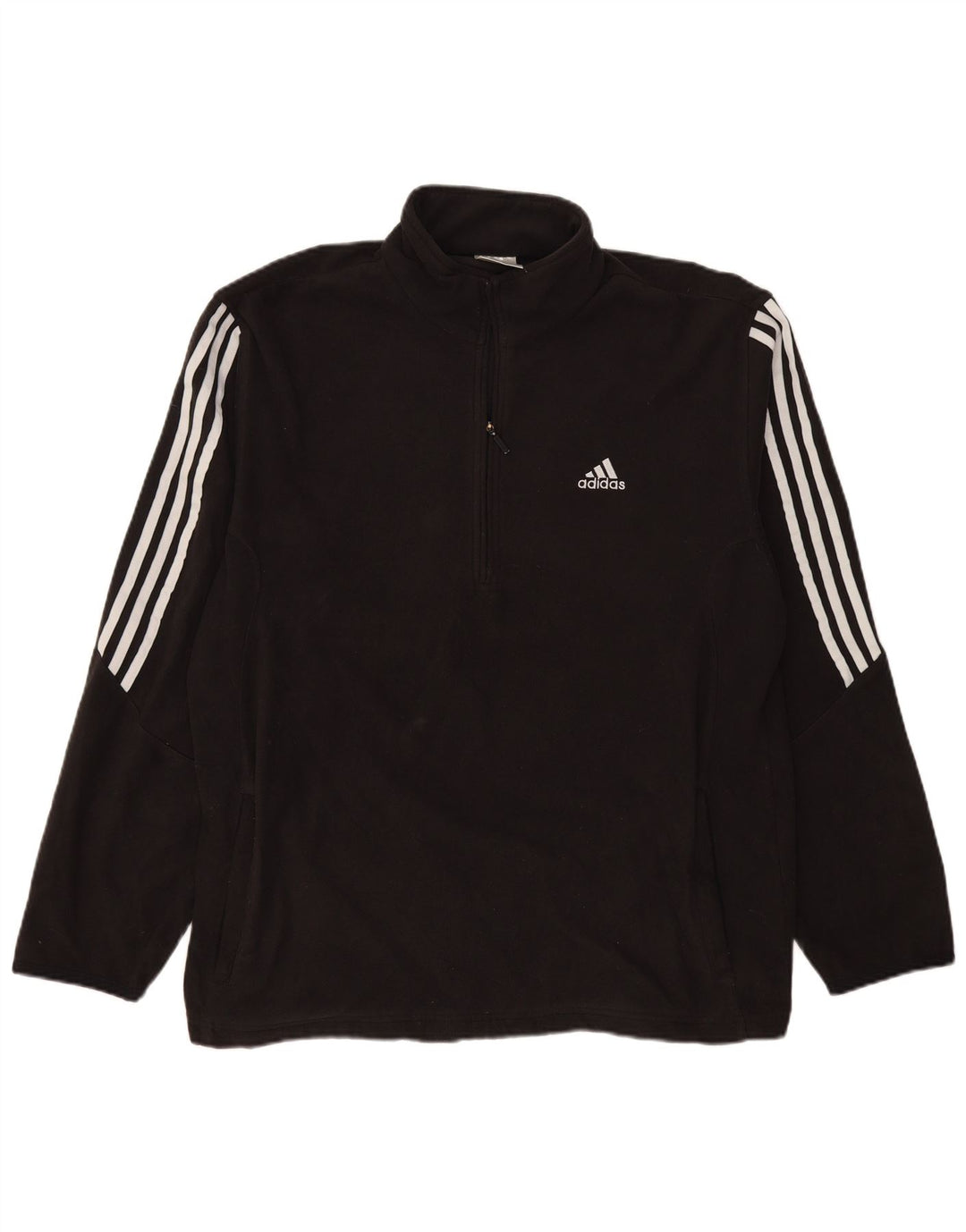 Pulover pentru bărbați Adidas, cu fermoar și gât, XL, poliester negru