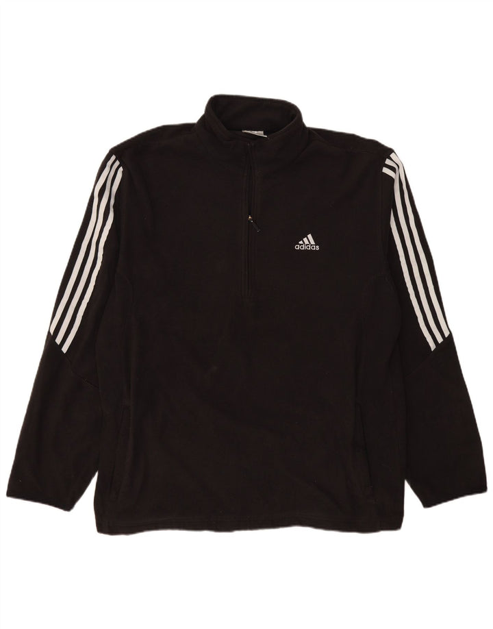 Pulover pentru bărbați Adidas, cu fermoar și gât, XL, poliester negru