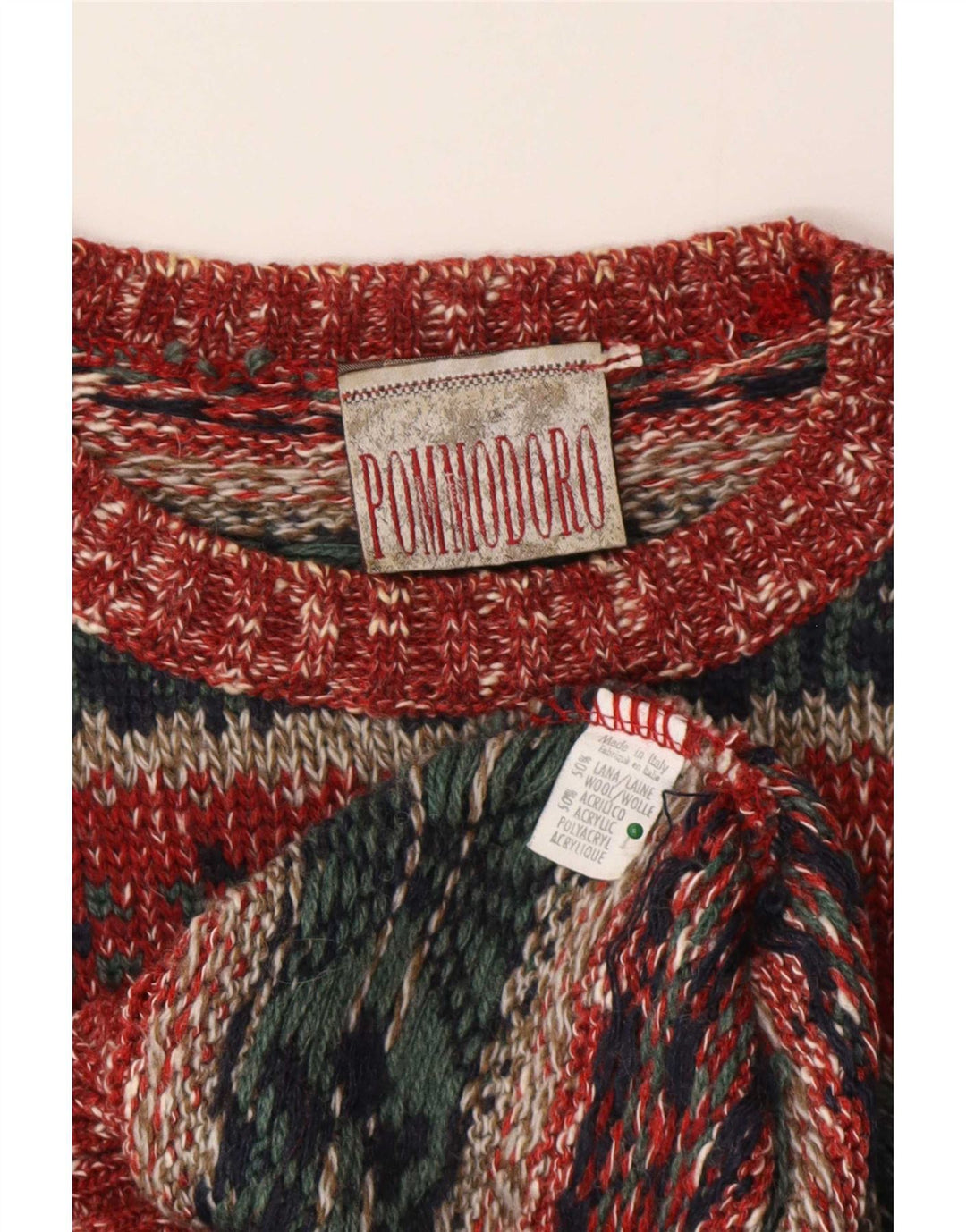 Pulover vintage pentru bărbați cu decolteu rotund, lână Fair Isle, multicoloră, medie