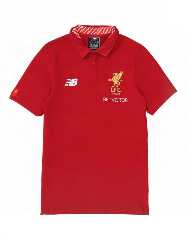 Tricou polo cu grafic Liverpool New Balance pentru bărbați, bumbac roșu mic