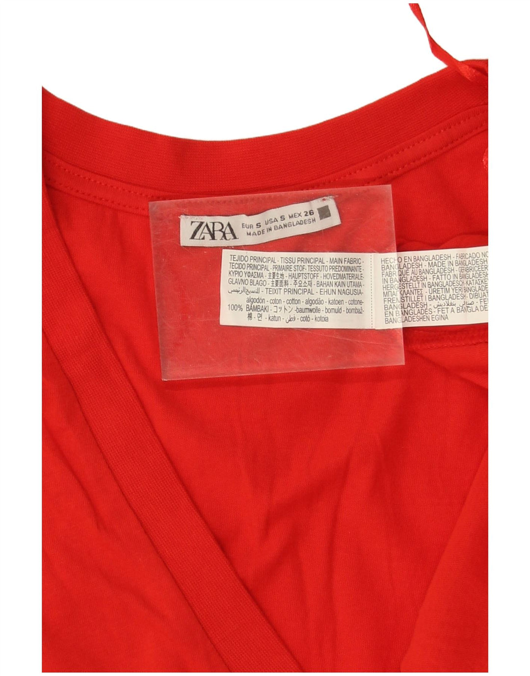 Tricou supradimensionat pentru femei Zara UK 10 Small Red Bumbac