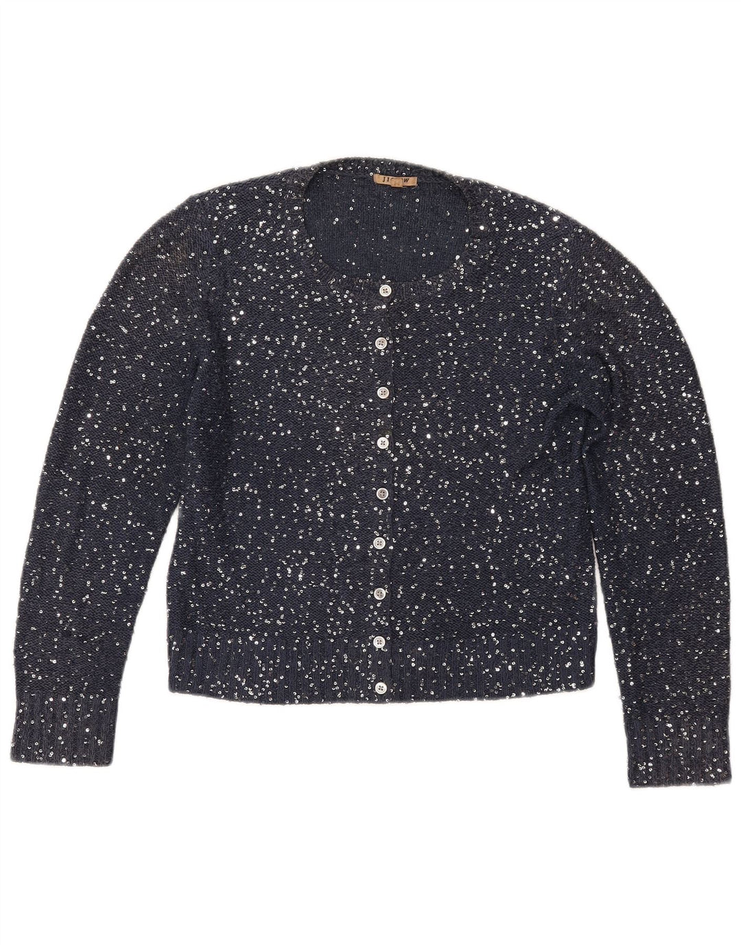JIGSAW Pulover cardigan crop pentru femei UK 12 Poliester mediu bleumarin