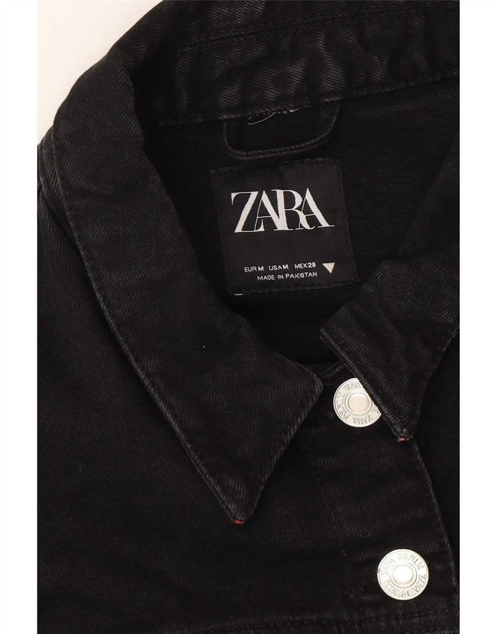 Jachetă de blugi supradimensionată pentru femei Zara UK 14 Medium Negru