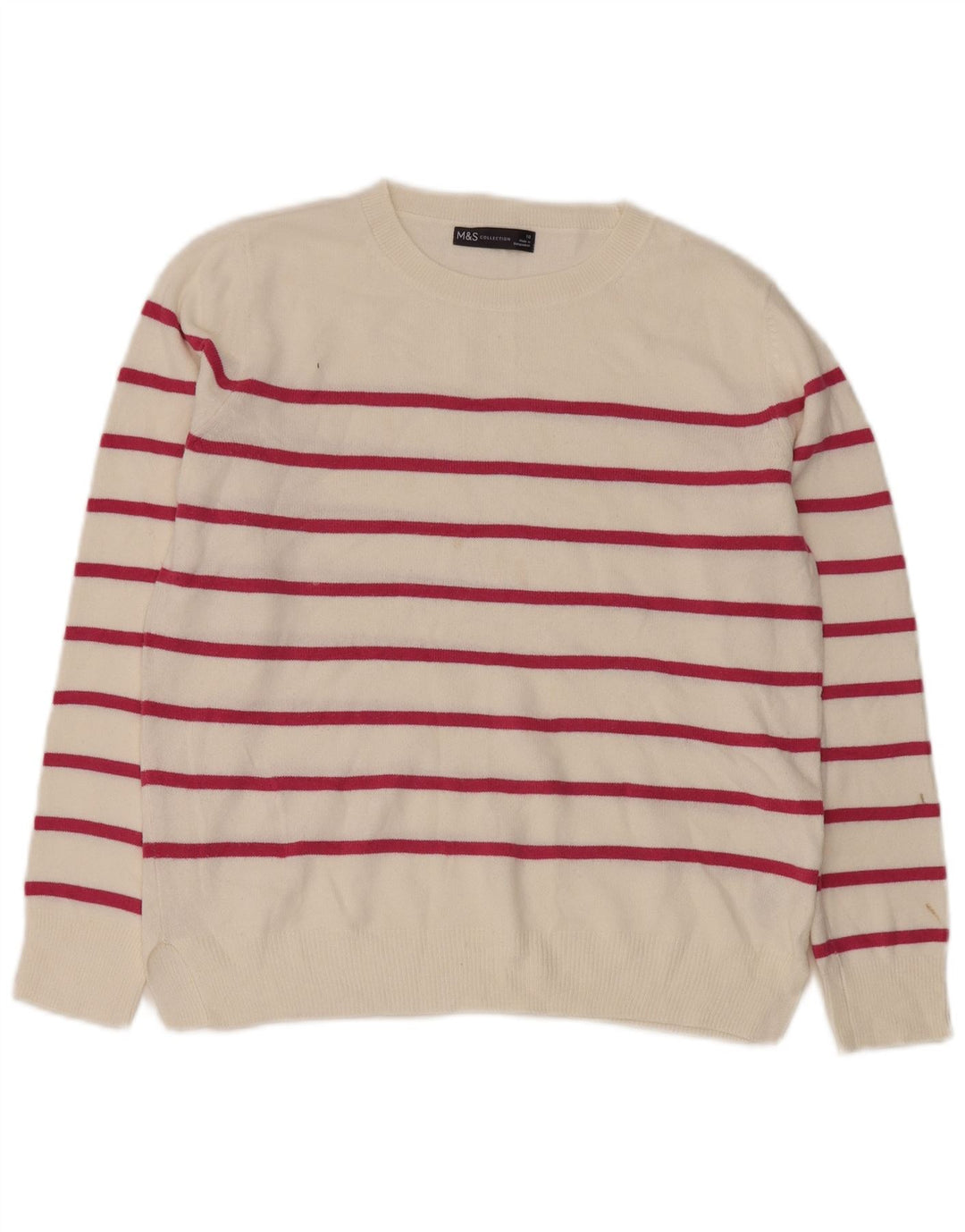 Pulover pentru femei Marks & Spencer cu decolteu rotund, cu dungi albe mici, UK 10