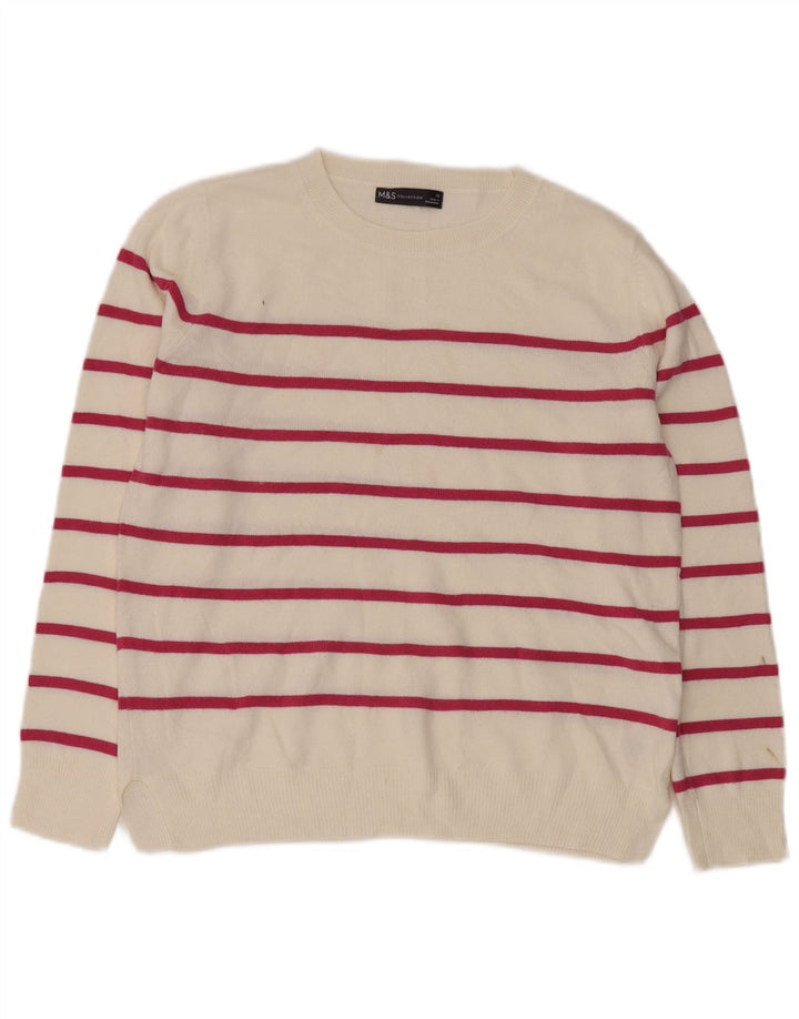Pulover pentru femei Marks & Spencer cu decolteu rotund, cu dungi albe mici, UK 10
