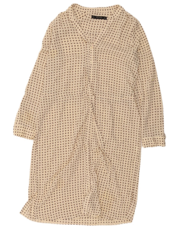 Rochie cămașă pentru femei Zara UK 14 Medium Bej cu pete