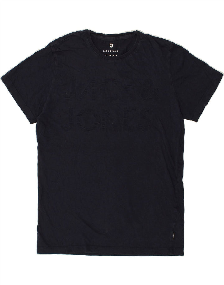 JACK & JONES Mens Graphic T-Shirt Top Medium Navy Blue Cotton Vintage Jack & Jones and Second-Hand Jack & Jones from Messina Hembry 
