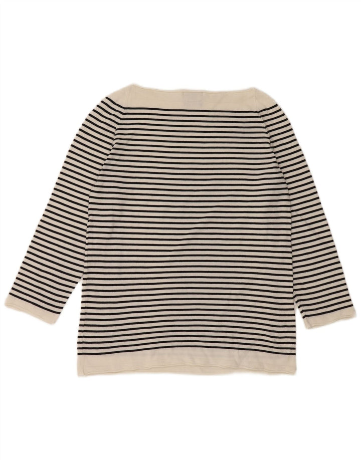 Massimo Dutti Top pentru femei cu mâneci 3/4 UK 12 Medium White Striped Nautical