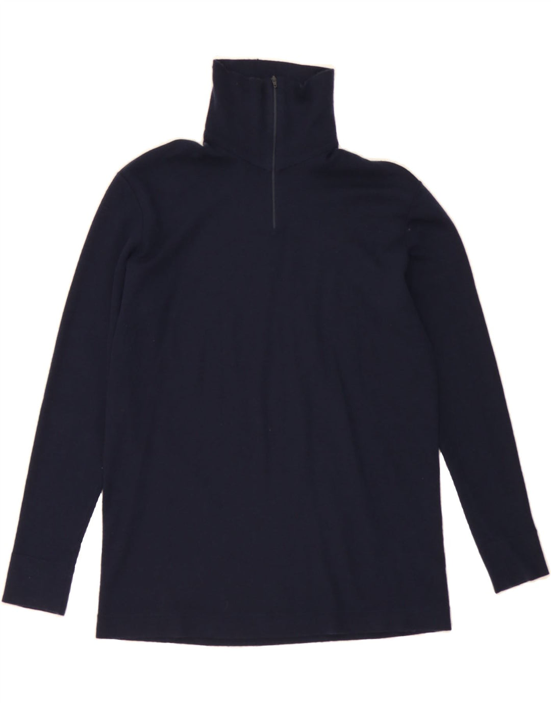 FILA Womens Zip Neck Jumper Sweater UK 14 Medium Navy Blue Wool Vintage Fila and Second-Hand Fila from Messina Hembry 